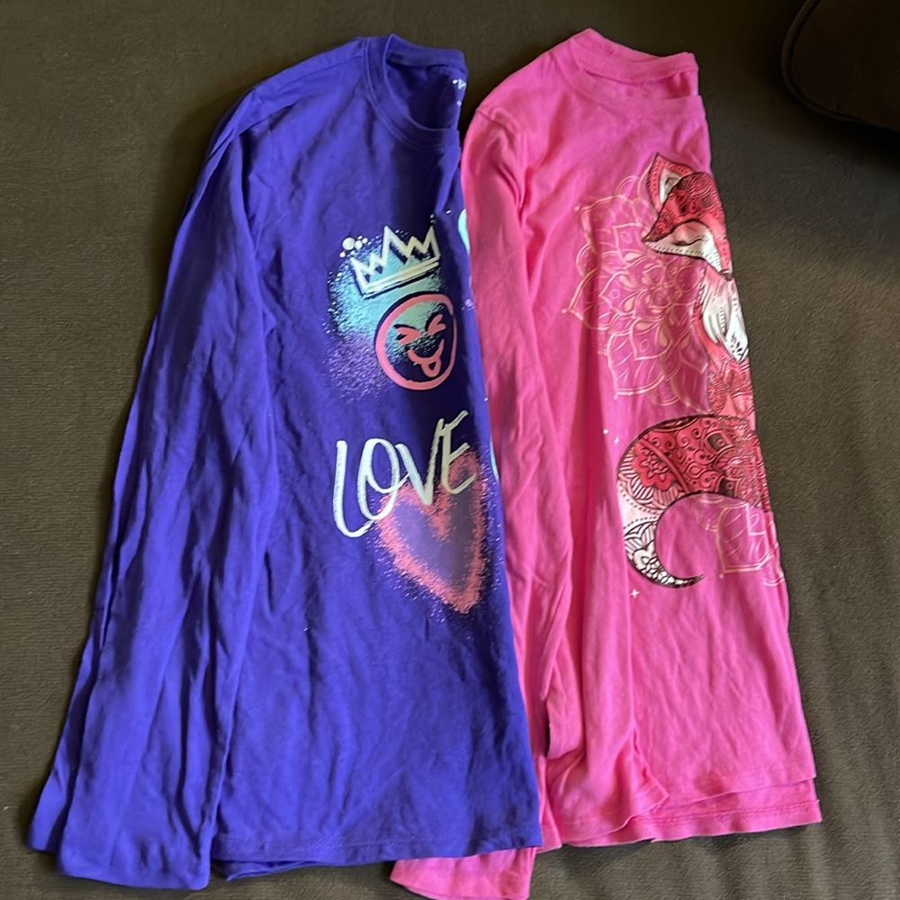 Bundle Kids tops, pink and purple. Size 12 and 14. Excellent condition.